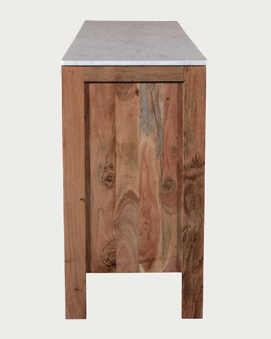 Havena - Buffet aus massivem Holz und weißem Marmor, 175 cm