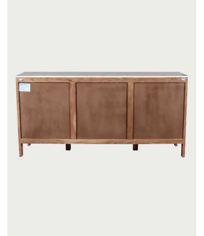 Havena - Buffet en bois massif et marbre blanc 175 cm