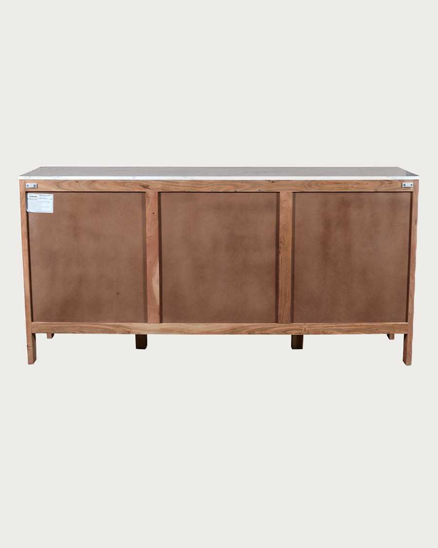 Havena - Buffet en bois massif et marbre blanc 175 cm