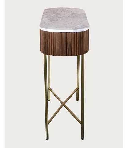 Céline - Console van massief mangohout en wit marmer, 100 cm