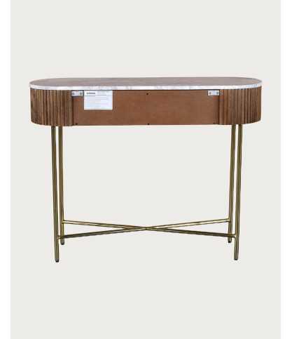 Céline - Console in solid mango wood and white marble, 100 cm