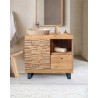Néo - Petit meuble salle de bain en teck parqueté 80 cm