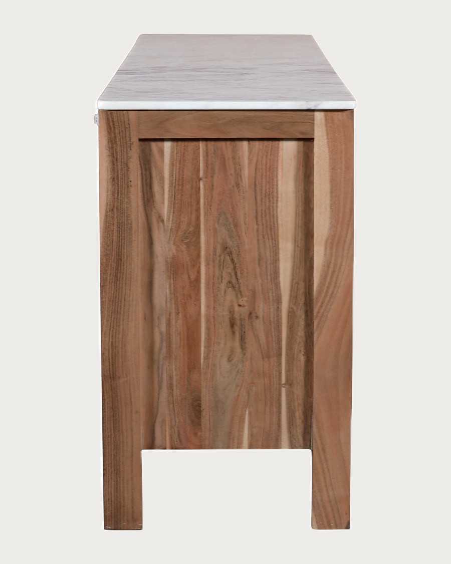 Havena - Kommode aus Massivholz und weißem Marmor, 150 cm