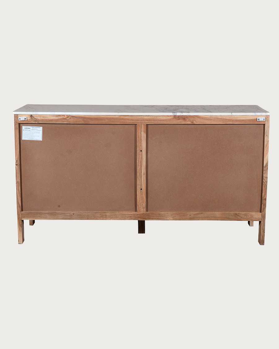 Havena - Commode en bois massif et marbre blanc 150 cm