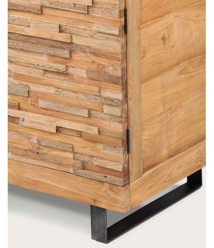 Néo - Petit meuble salle de bain en teck parqueté 80 cm