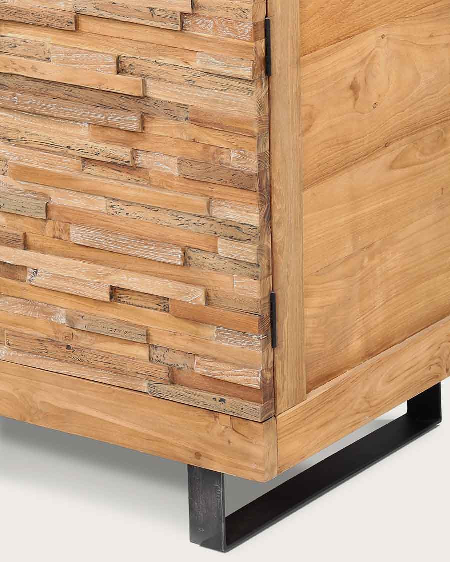 Neo - Mobile da bagno in teak con motivo a parquet da 90 cm