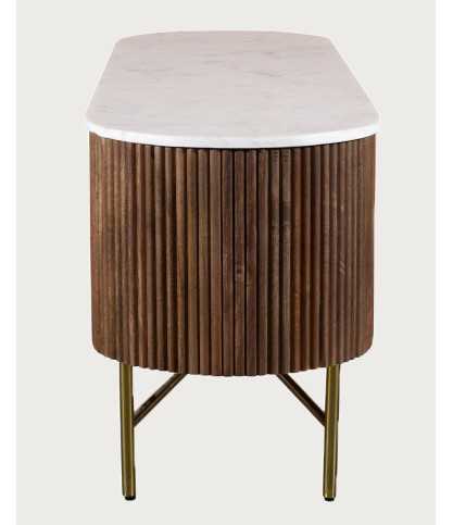 Céline - Meuble tv en bois avec plateau marbre 150 cm