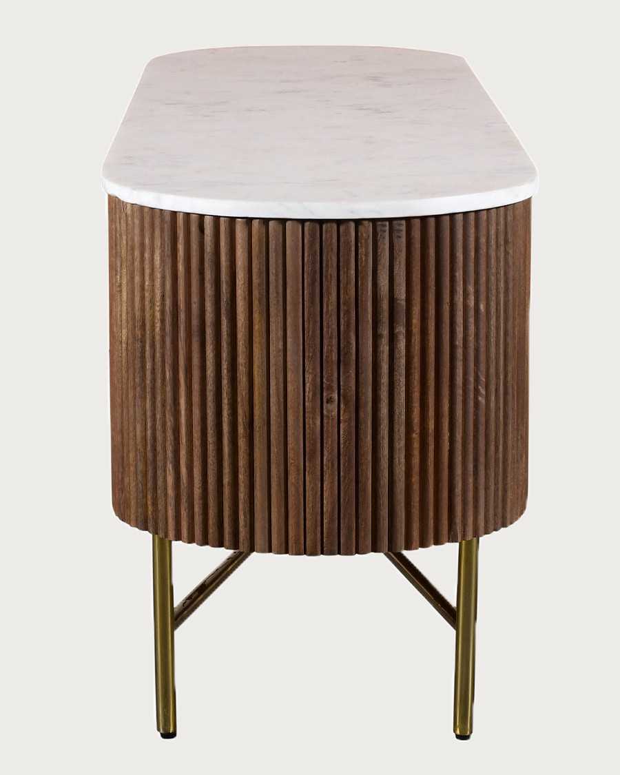 Céline - Mueble de TV de madera con tapa de mármol, 150 cm