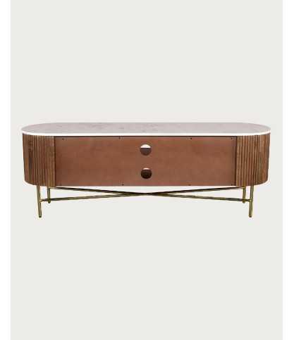 Céline - TV Ständer aus Holz mit Marmorplatte, 150 cm
