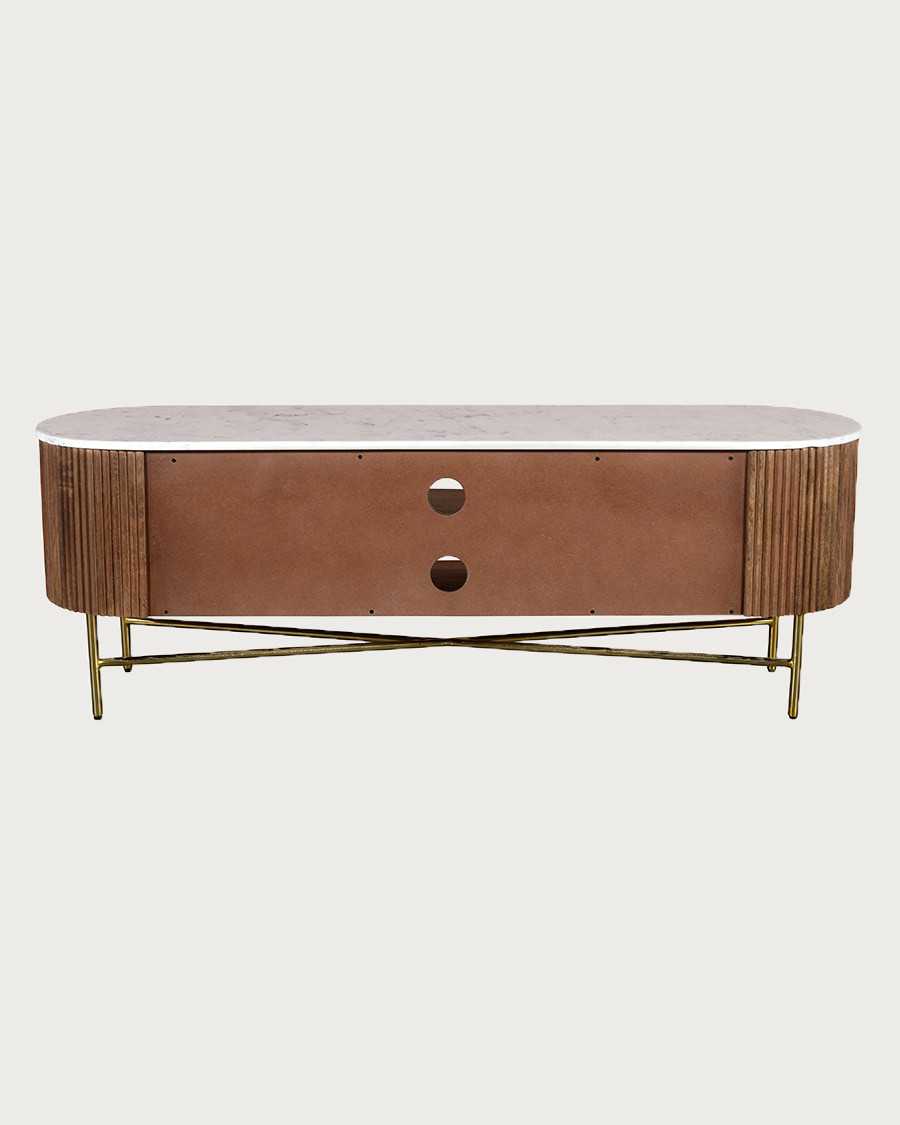 Céline - Mueble de TV de madera con tapa de mármol, 150 cm