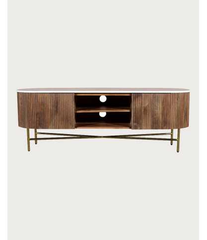 Céline - Mueble de TV de madera con tapa de mármol, 150 cm