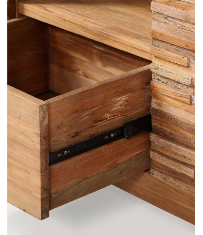 Neo - Mobile da bagno in teak con motivo a parquet da 90 cm