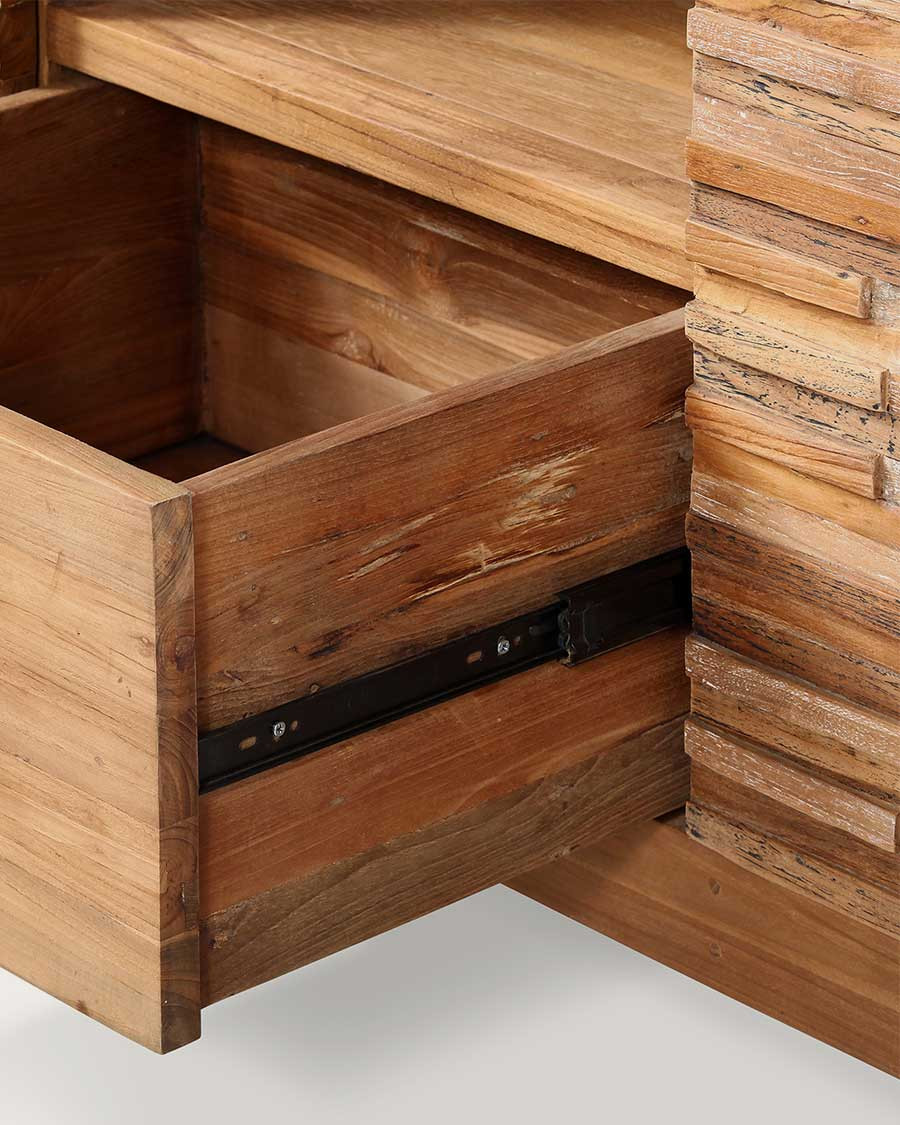 Neo - Mobile da bagno in teak con motivo a parquet da 90 cm