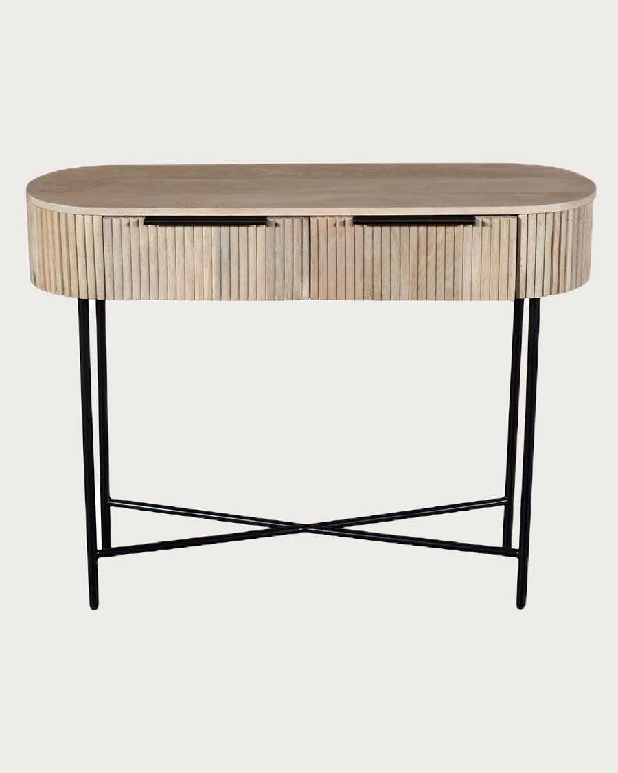 Retro - Consola en madera de mango natural y metal negro
