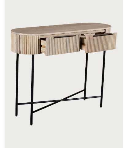 Retro - Consola en madera de mango natural y metal negro