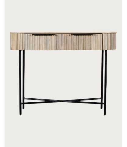 Retro - Consolle in legno di mango naturale e metallo nero