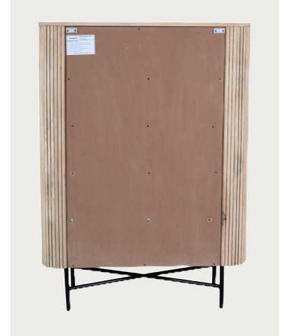 Retro - High chest of drawers with 5 drawers in natural mango wood and black metal