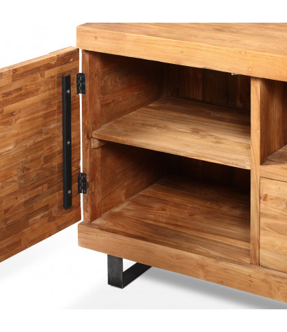Neo - Mobile da bagno in teak con motivo a parquet da 90 cm