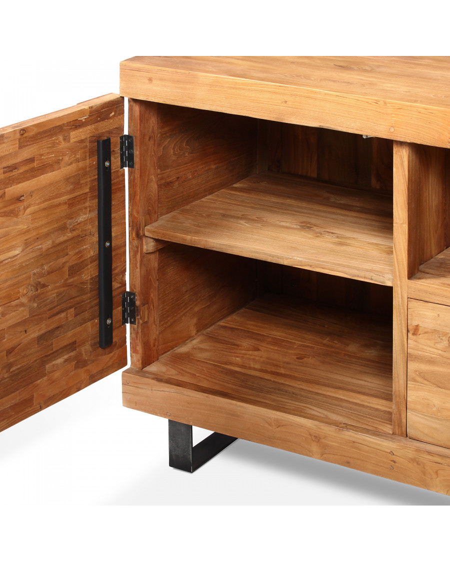 Neo - Mobile da bagno in teak con motivo a parquet da 90 cm