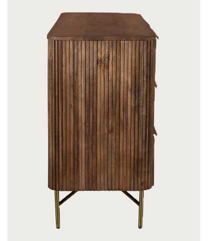 Tana Bois - 6 drawer chest in mango wood with walnut finish and gold tone metal