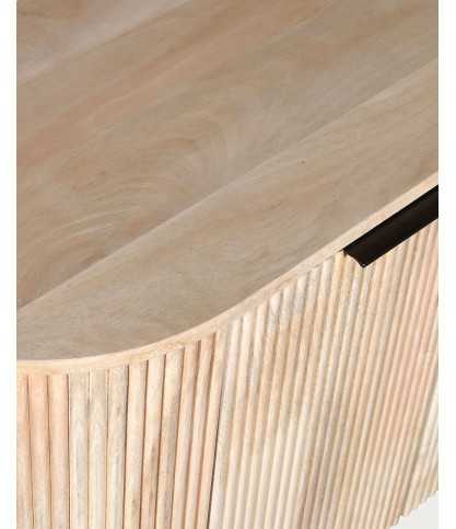 Retro - 4 türiges Sideboard aus Mangoholz natur und schwarzem Metall