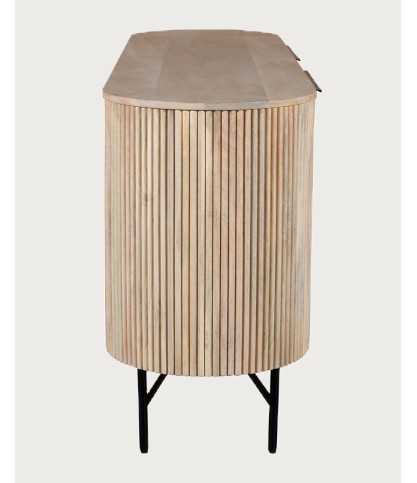 Retro - Credenza a 4 ante in legno di mango naturale e metallo nero