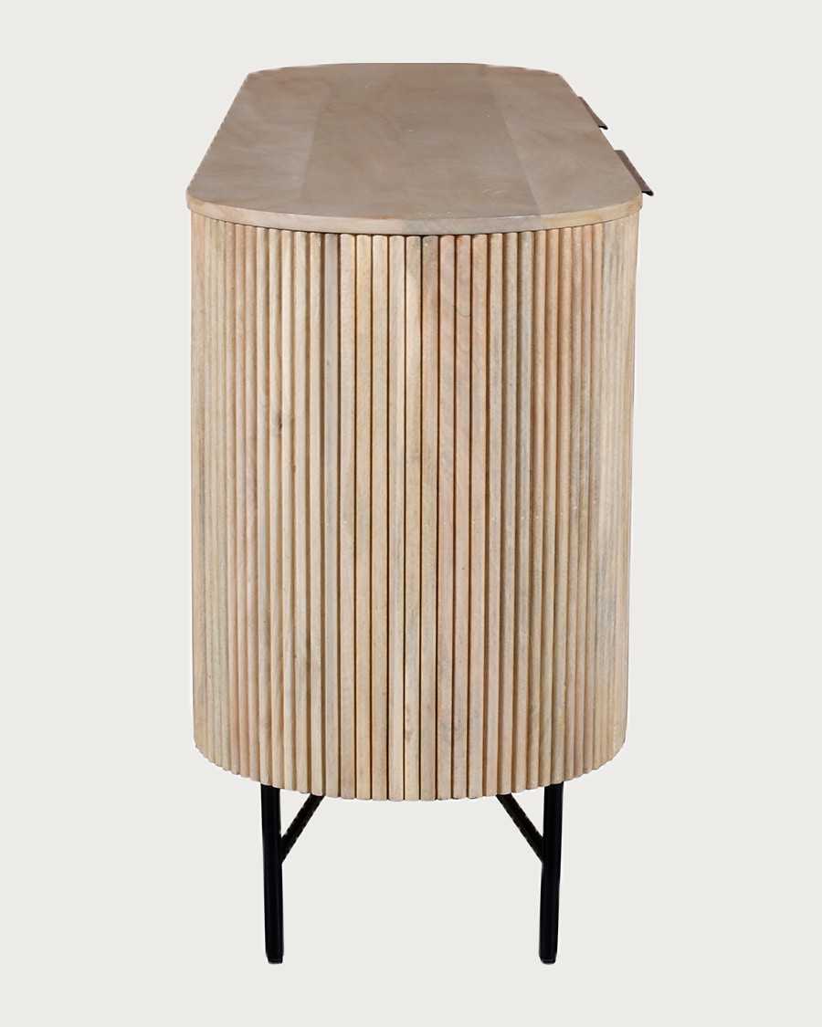 Retro - 4 türiges Sideboard aus Mangoholz natur und schwarzem Metall