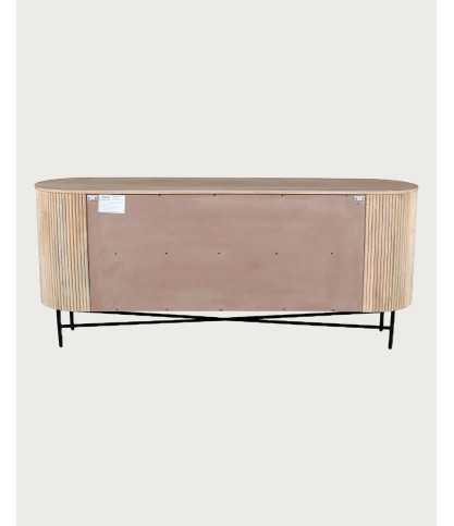 Retro - Credenza a 4 ante in legno di mango naturale e metallo nero