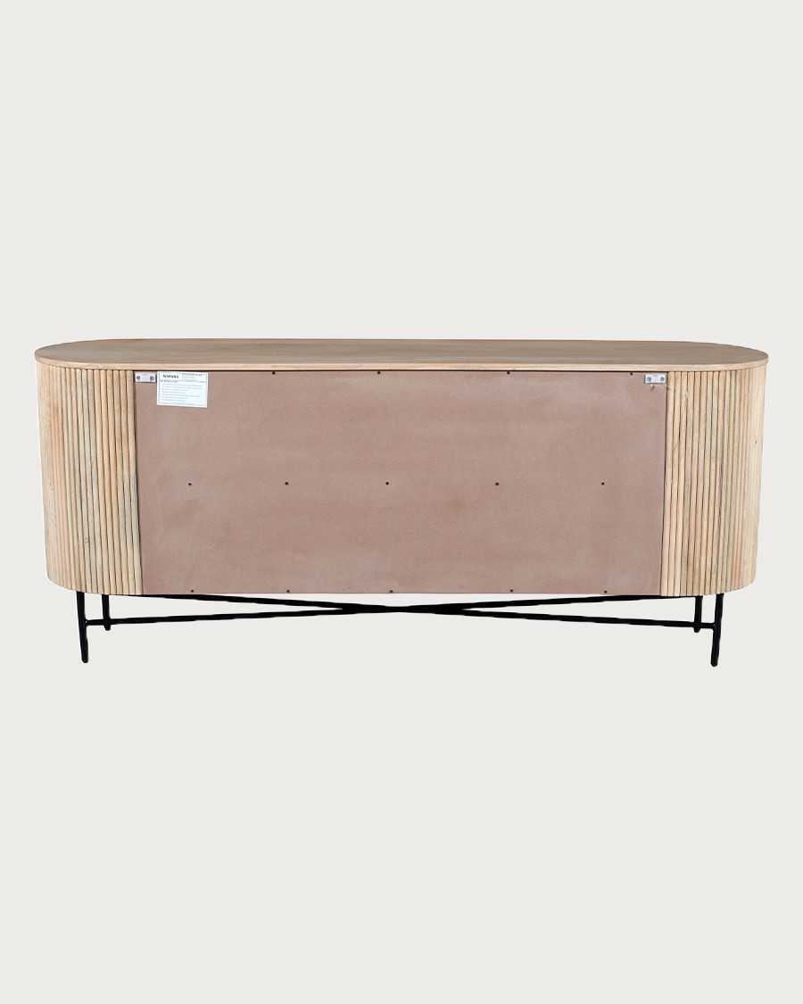 Retro - Credenza a 4 ante in legno di mango naturale e metallo nero
