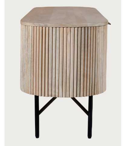 Retro - TV stand in natural mango wood and black metal. Frame material: Mango wood and metal, 150cm