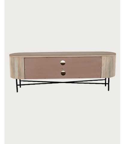 Retro - Mueble para TV en madera de mango natural y metal negro. Material de la estructura: Madera de mango y metal, 150 cm.