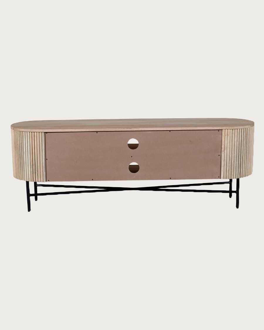 Retro - Mobile TV in legno di mango naturale e metallo nero - Materiale della struttura: legno di mango e metallo, 150 cm