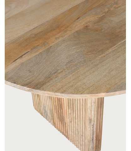Mina - Table à manger ovale en bois de manguier naturel et métal noir