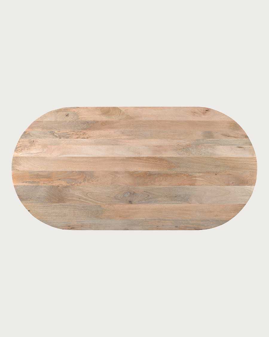 Mina - Oval dining table in natural mango wood and black metal