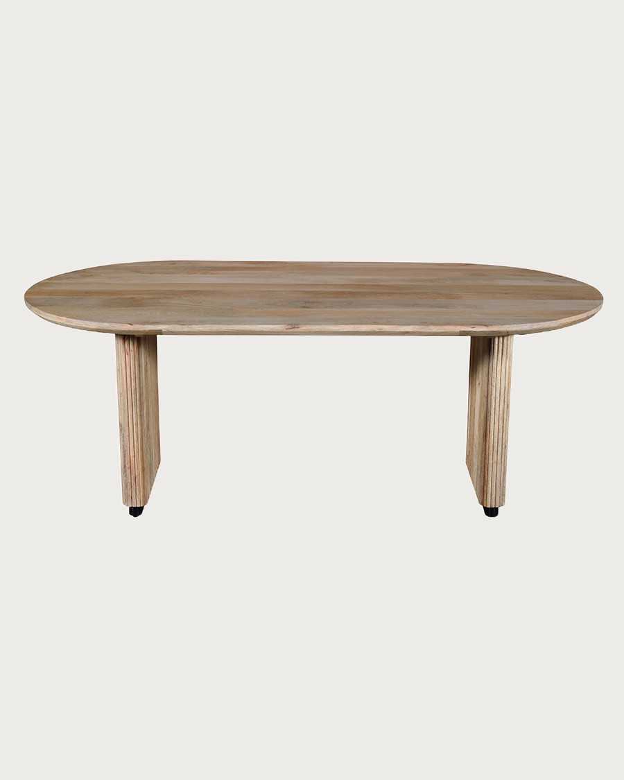 Mina - Oval dining table in natural mango wood and black metal