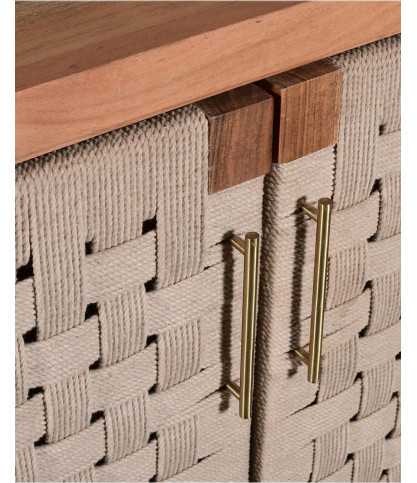 Soma - Aparador de 4 puertas en madera maciza y cuerda natural