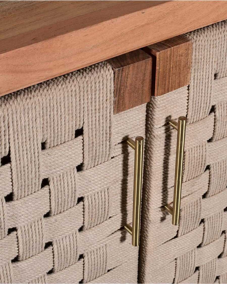 Soma - 4 türiges Sideboard aus Massivholz und Naturseil