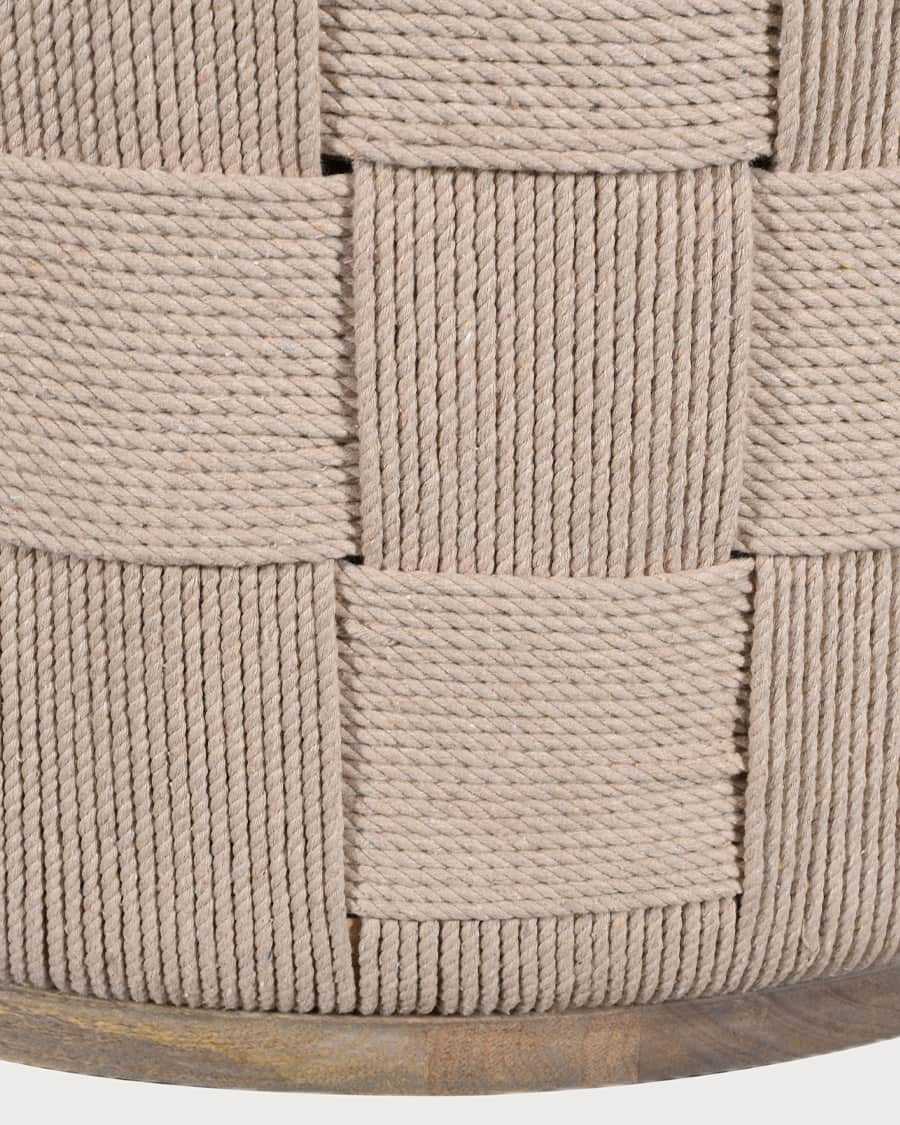 Soma - Round coffee table in solid mango wood and braided rope