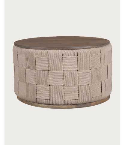 Soma - Runder Couchtisch aus massivem Mangoholz und geflochtenem Seil