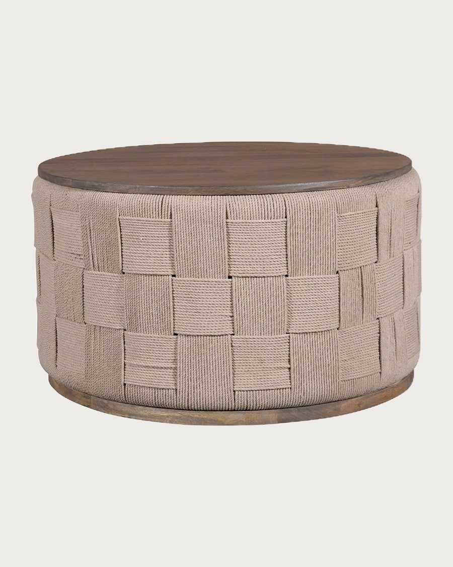Soma - Ronde salontafel van massief mangohout en gevlochten touw