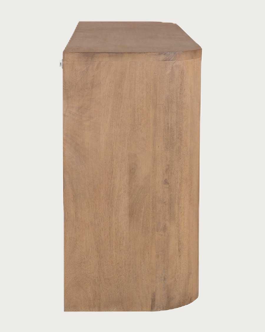 Ona - Buffet 3 portes en bois de manguier et corde tressée, 150 cm