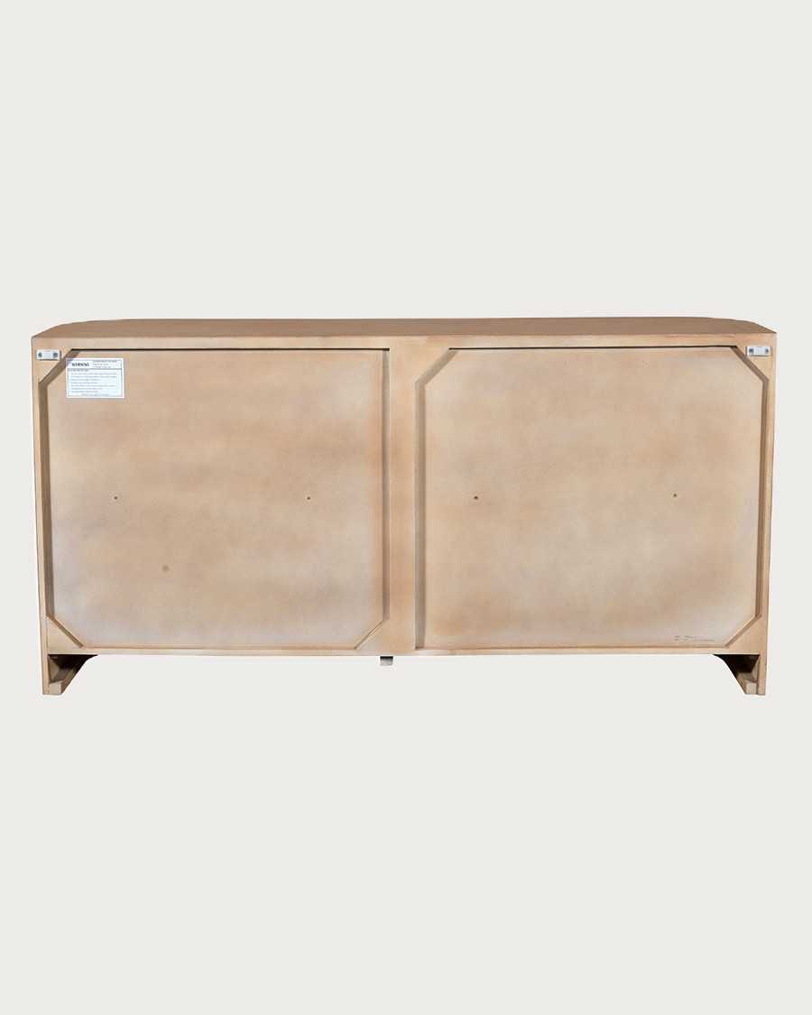 Ona - Credenza a 3 ante in legno di mango e corda intrecciata, 150 cm