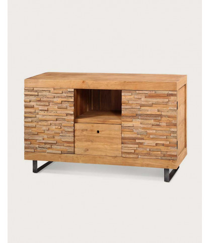Néo - Meuble salle de bain en teck parqueté 120 cm