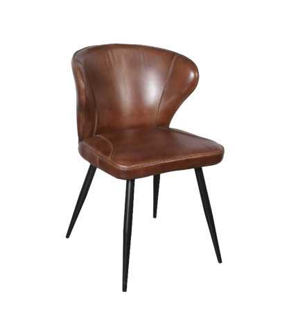 Torré - Brown leather and metal chair