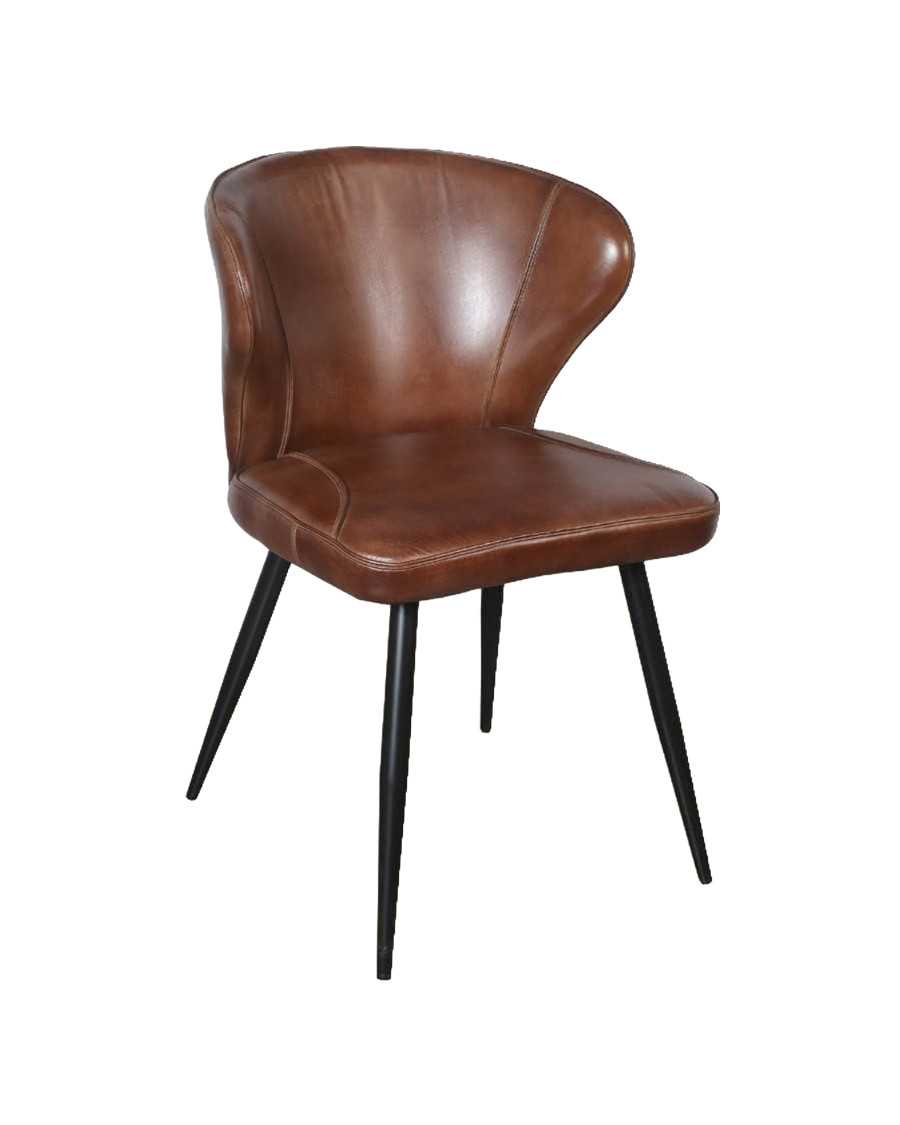 Torré - Silla de cuero marrón y metal