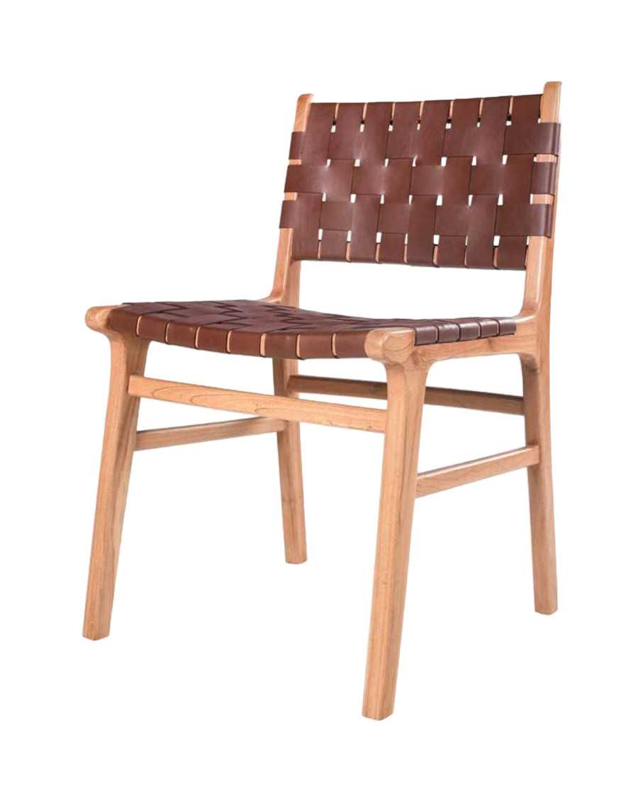 Forma - Stuhl aus massivem Teakholz und geflochtenem Leder