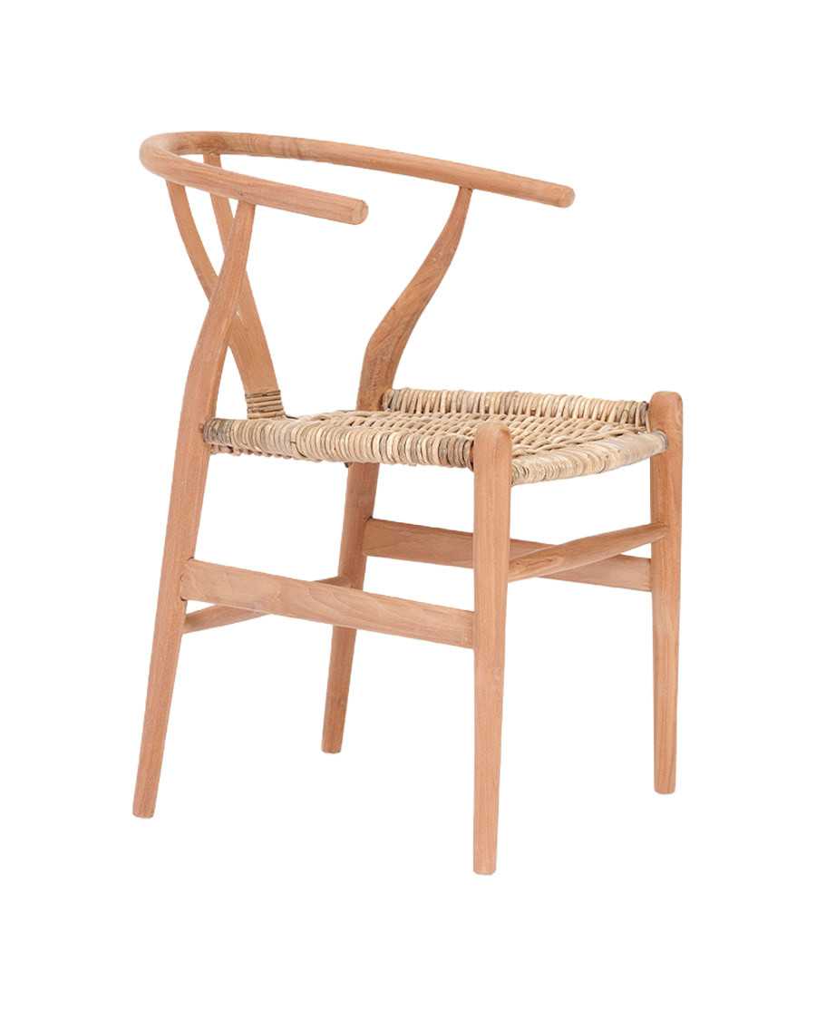 Lyia - Silla de teca maciza y ratán