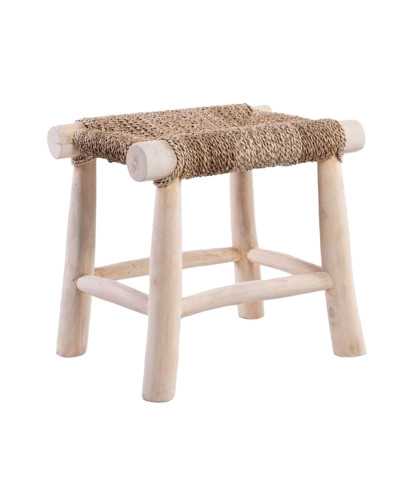 Matra - Tabouret en branche de teck et jacinthe d'eau
