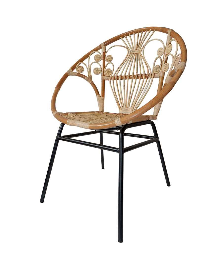 Timea - Chaise en rotin vintage et pieds métal