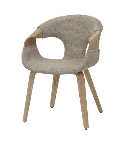 Gazy - Chair in taupe fabric and whitewashed wood